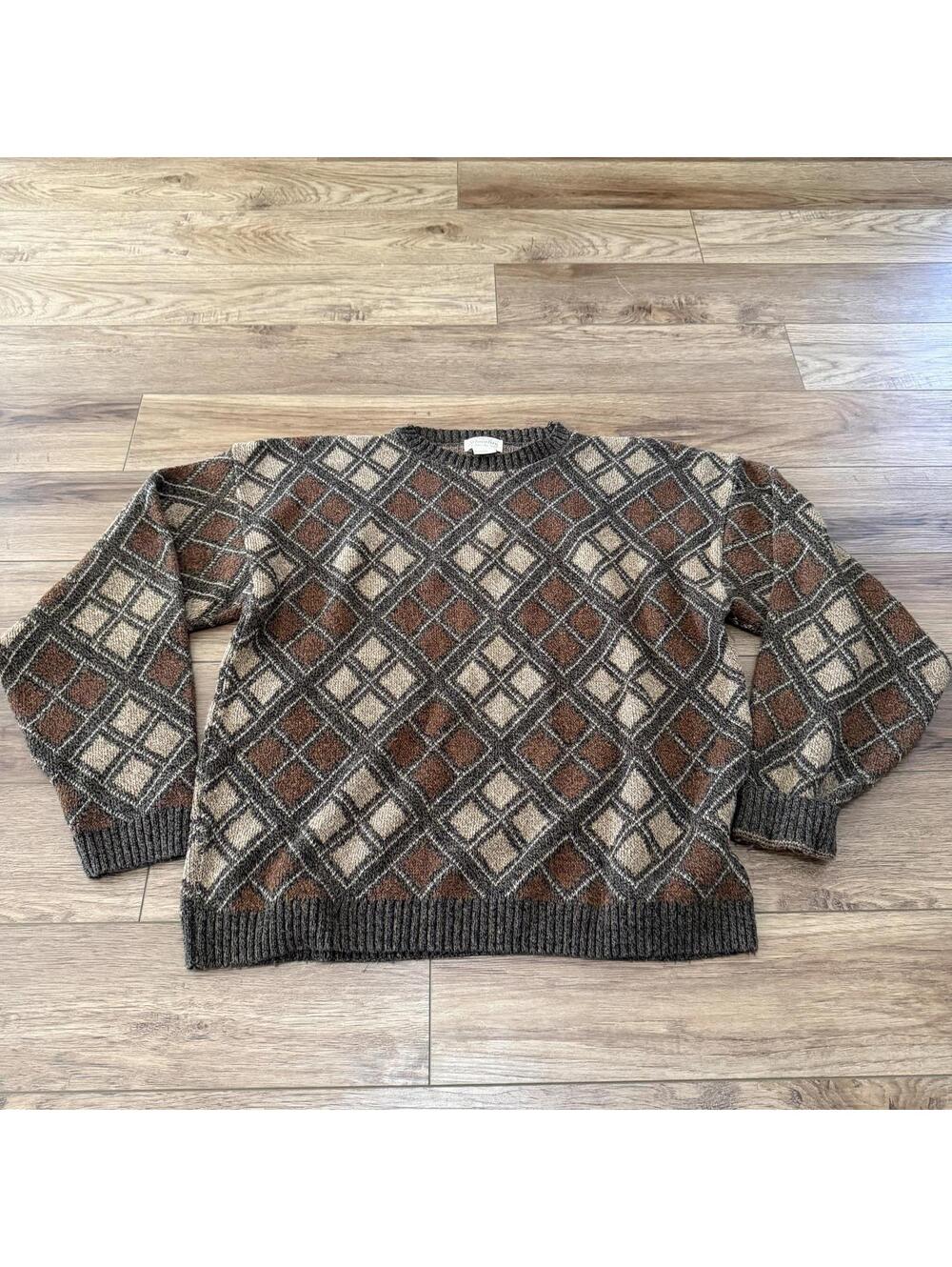 Vtg 90s St John’s Bay Argyle Diamond Sweater Mens XLT